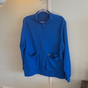 Figs Blue Zip-Up Scrub Jacket